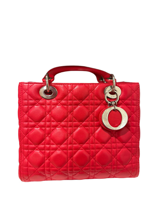 Lambskin Cannage Medium Lady Dior Red