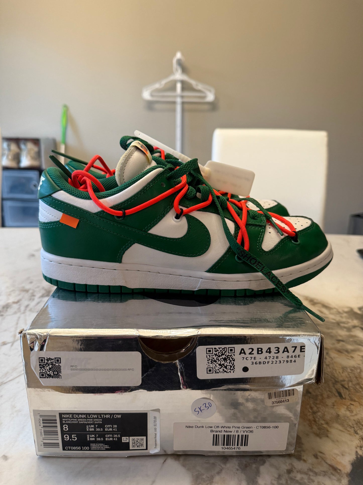 VNDS Off white  Dunk Low Pine Green size 8