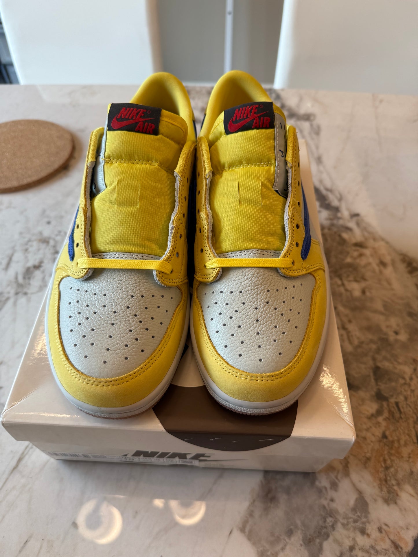 Brand new Travis Scott Jordan 1 Canary size 8.5M/10W