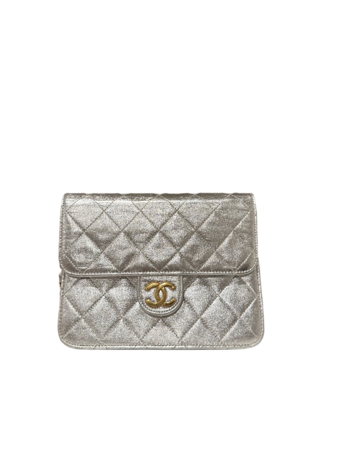 Vintage Chanel single flap super silver